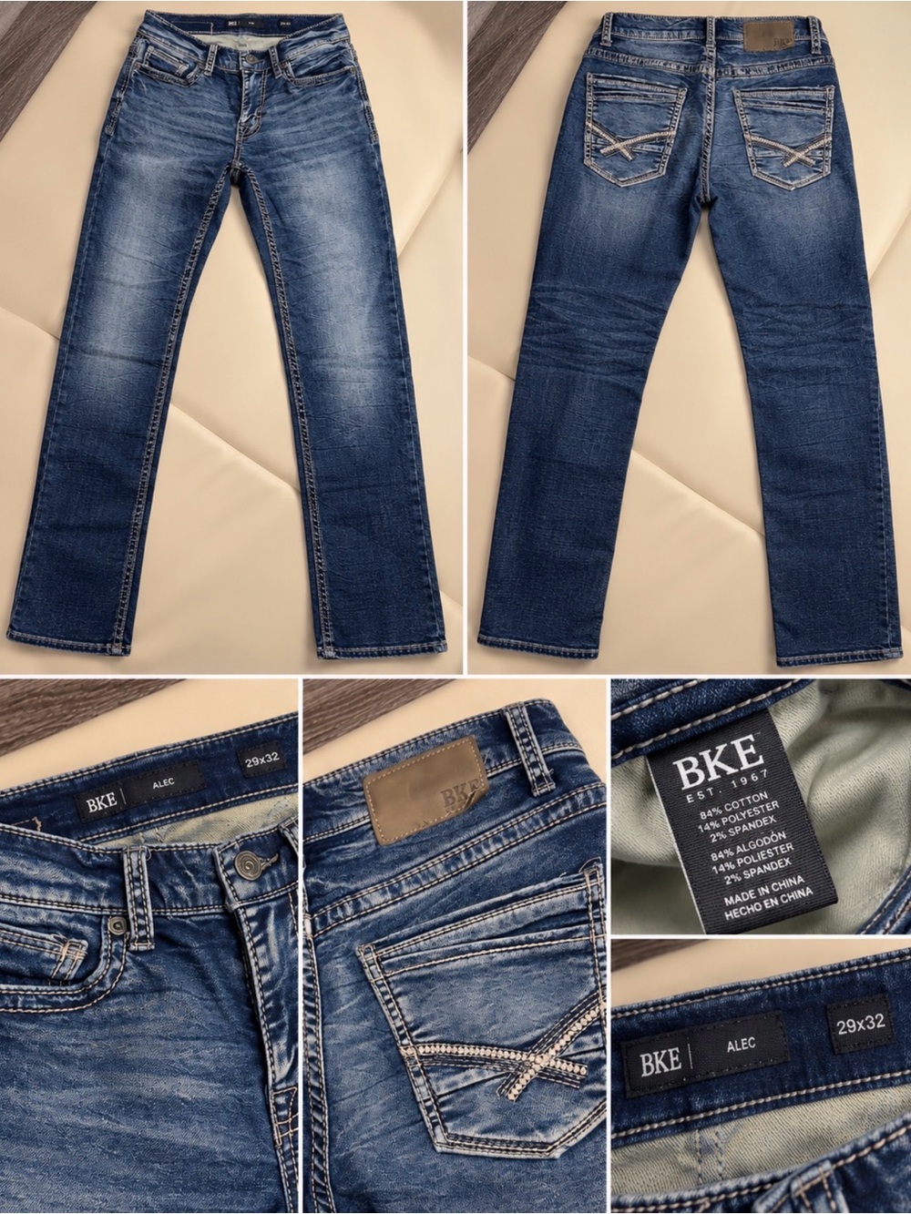 BKE Alec Men’s Straight Jeans - Dark Blue Wash